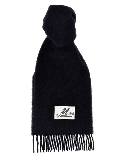 Marni Black Logo Patch Scarf for men