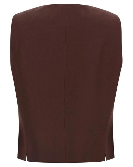 Alberto Biani Brown Viscose And Linen Vest