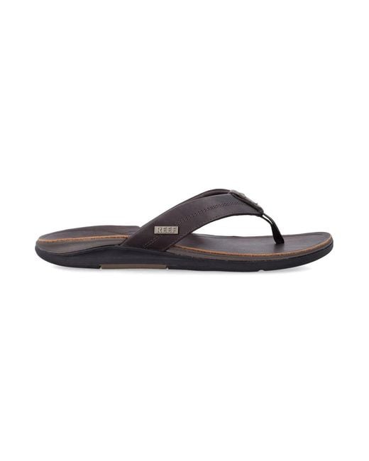 Reef Brown Leather Offshore Thong Sandals for men