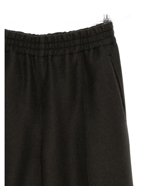 AMI Black Wool Wide-Leg Trousers