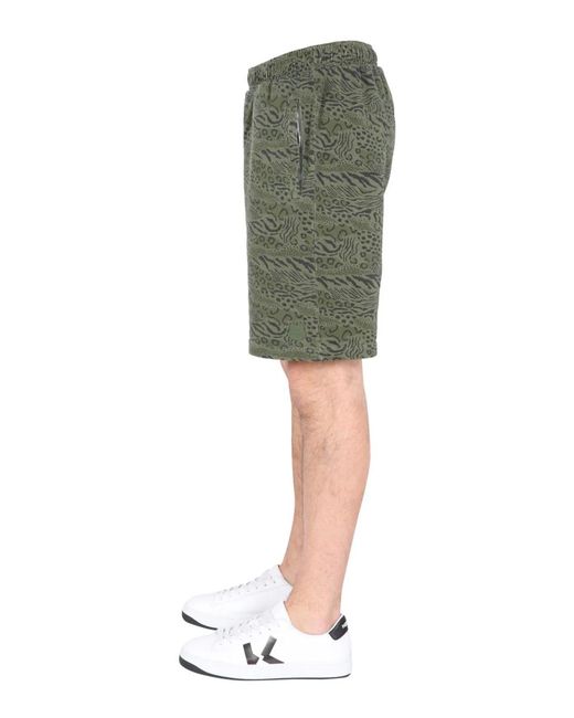 KENZO Green Bermuda With Animal Print for men