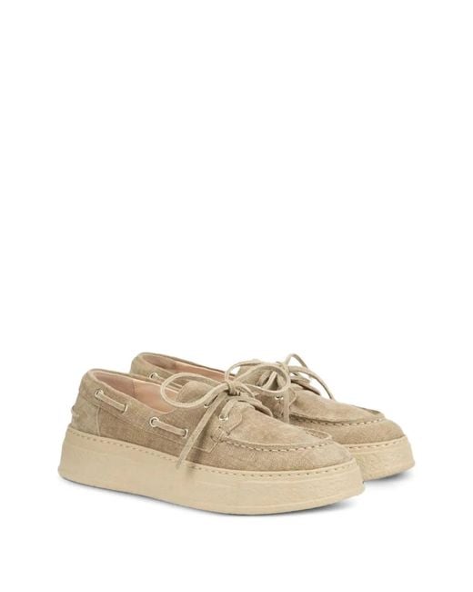 Agl Attilio Giusti Leombruni Natural Neutrals Lace-Up Fastening Fla