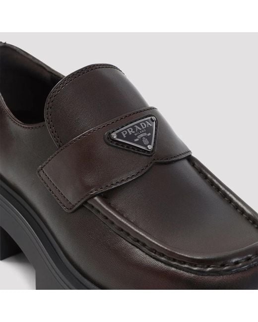 Prada Black Dark Leather Loafers