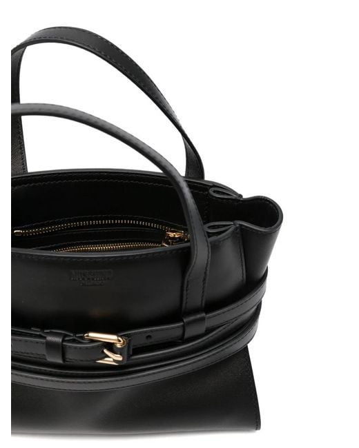 Moschino Couture Black Tie Me Small Leather Handbag