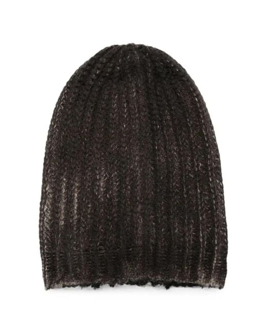 Avant Toi Black Hand Painted Corn Cob Stitch Hat With Destroyed Edges for men