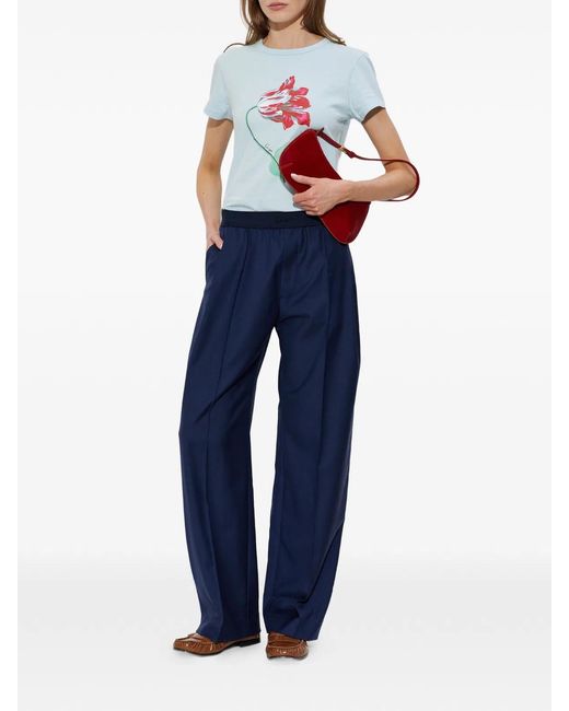 KENZO Blue Tulip Cotton T-Shirt