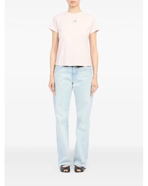 MM6 by Maison Margiela Pink Logo Cotton T-Shirt