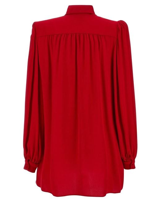 Valentino Garavani Red Silk Shirt With Bow