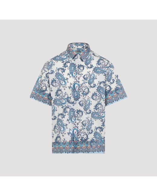 Etro Blue Easy S/S Shirt for men