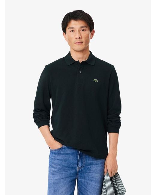 Lacoste Black Classic Fit Long Sleeve L.12.12 Polo for men