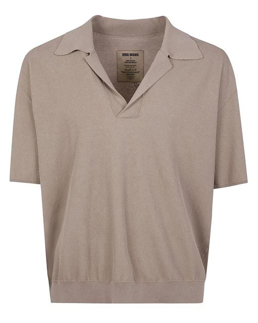 Uma Wang Brown Short "Rib Crepe" Polo for men