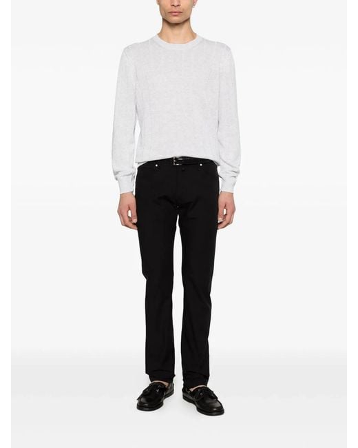 Jacob Cohen Black Pant 5 Pkt Slim Fit With Zipper Ba for men