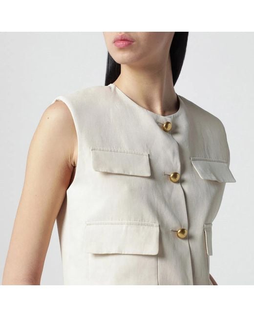 P.A.R.O.S.H. Natural P.A.R.O..H. Sand-Colored Linen-Blend Waistcoat