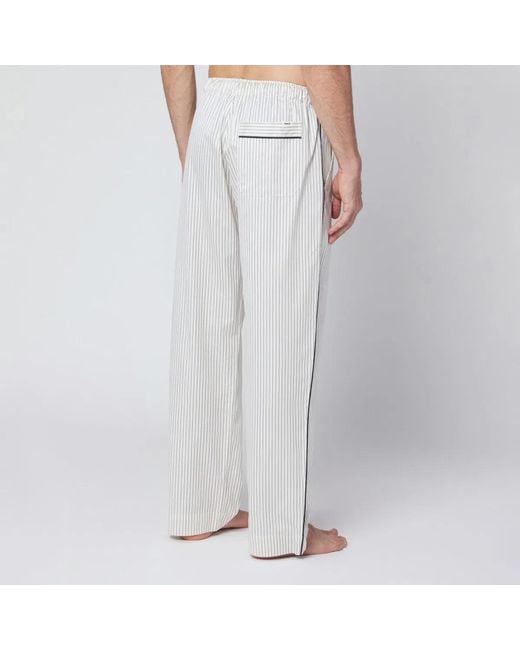 Tekla White And Striped Pyjama Trousers for men