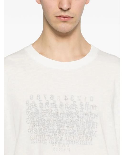 Maison Margiela White Graphic-Print Cotton T-Shirt for men
