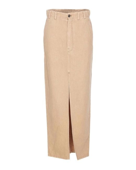 Brunello Cucinelli Natural Chino Skirt With Jewels