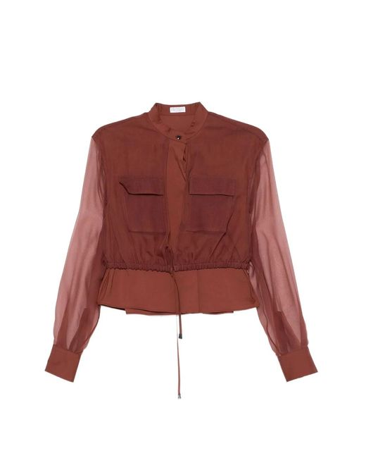 Brunello Cucinelli Red Cotton Polyamide Silk Shirt