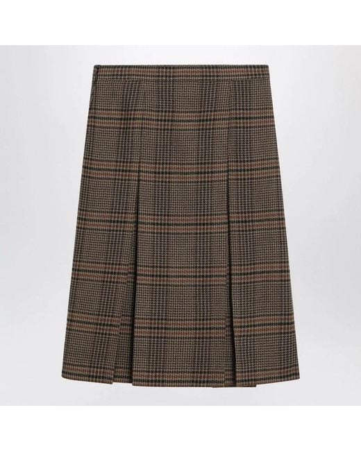 Saint Laurent Brown Wool And Cashmere Midi Skirt