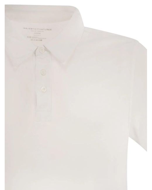Majestic White Cotton And Lyocell Polo Shirt for men