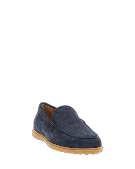 Tod's Blue Suede Leather Slipper Moccasin for men