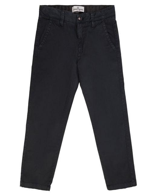 Stone Island Blue Chino Trousers With Compass Patch
