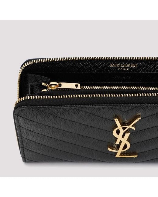Saint Laurent Black Monogram Zip Around Wallet