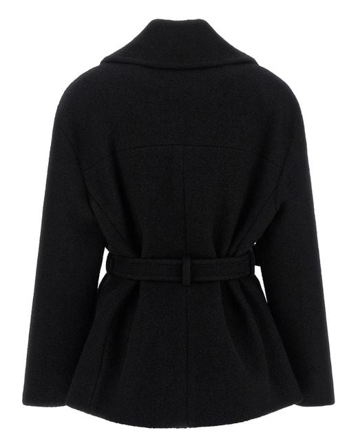 Balmain Black 'Anthem' Belted Caban