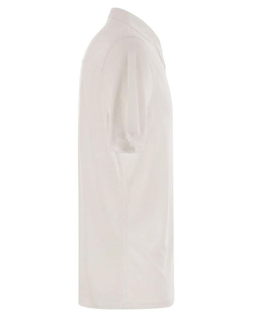 Majestic White Cotton And Lyocell Polo Shirt for men