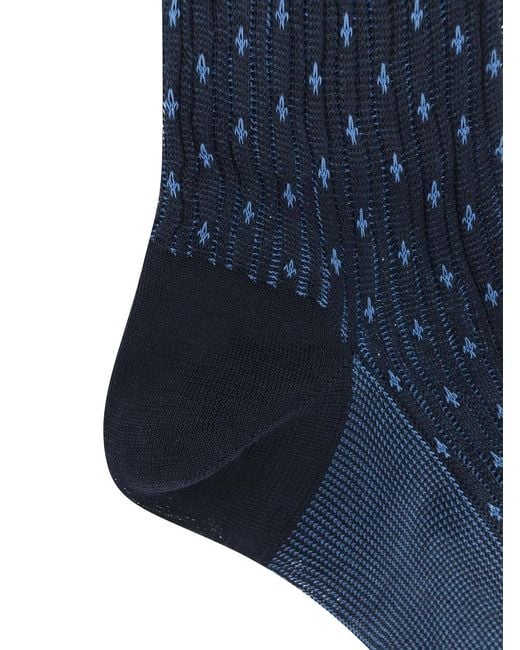 Gallo Blue Patterned Cotton Long Socks for men
