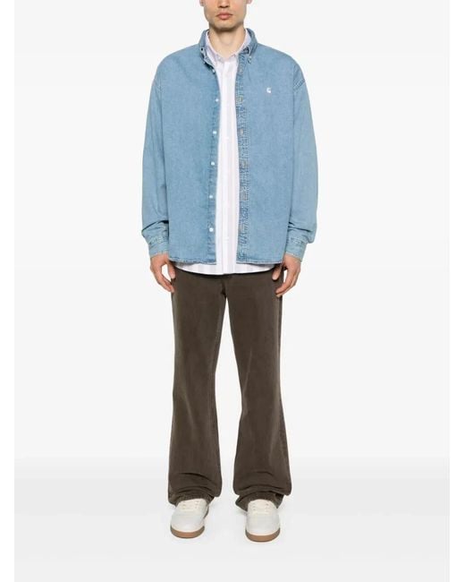 Carhartt Blue Long Sleeves "Lucas" Denim Shirt for men