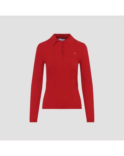 Prada Red Cotton Polo