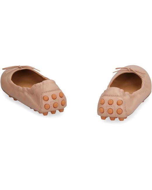 Tod's Pink Skin Leather Bubble Ballerinas