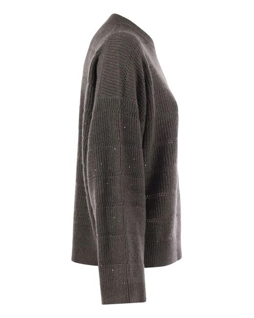 Brunello Cucinelli Black Cashmere And Wool Crew-Neck Sweater