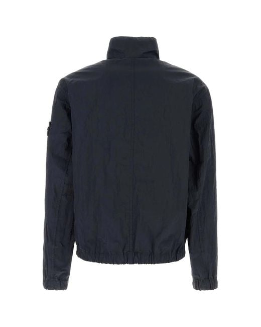 Stone Island Blue Dark Mock Collar Jacket for men