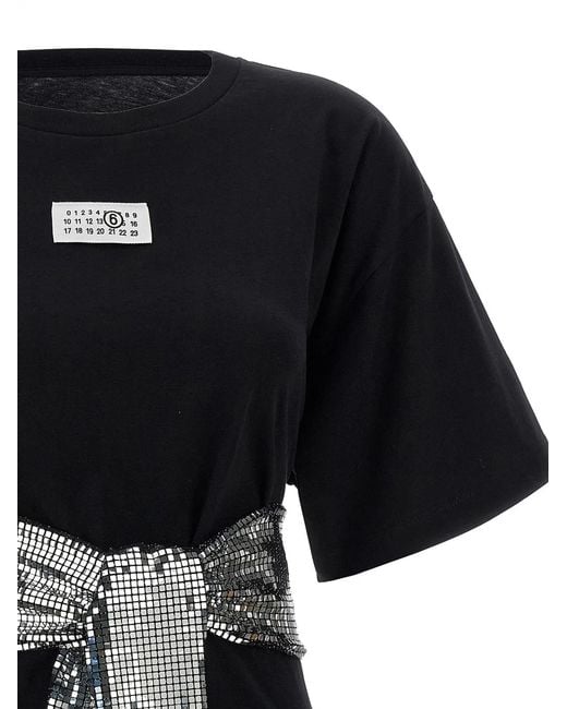 MM6 by Maison Margiela Black Sequin Gloves T-Shirt