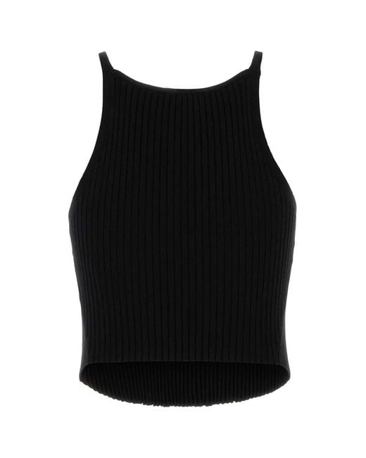 Courreges Black Circle Rib Knit Top