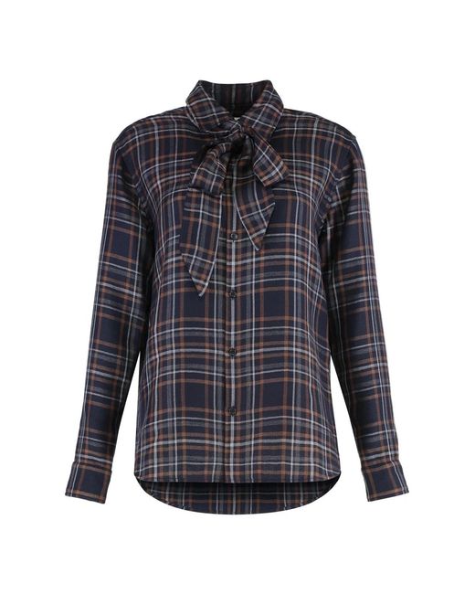 Saint Laurent Blue Check Pattern Shirt