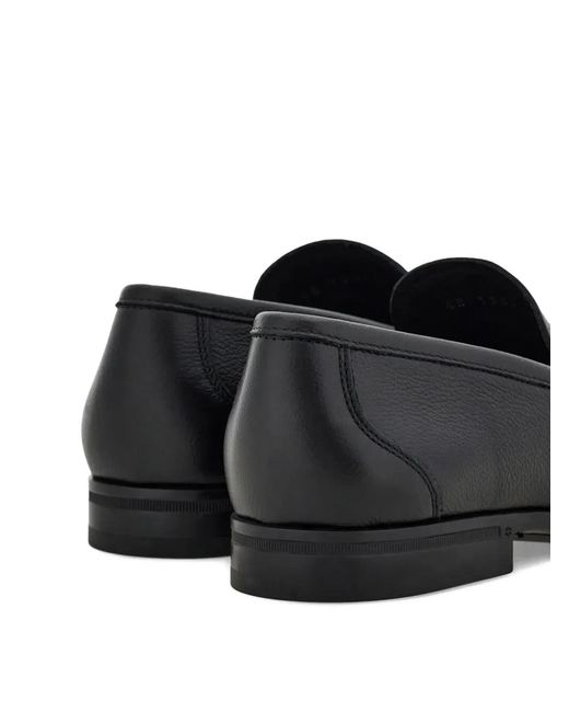 Ferragamo Black Grandioso2 Leather Loafers With Gancini Buckle for men