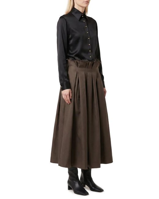 Khaite Black Ivy Long-Sleeved Satin Shirt