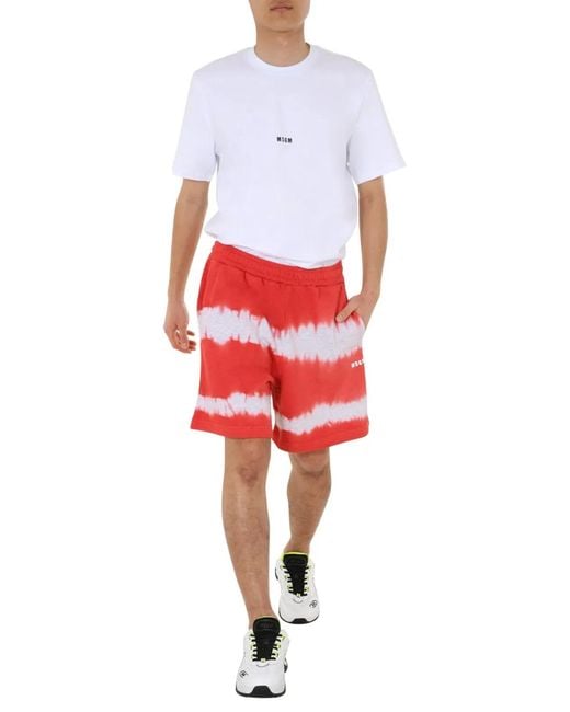 MSGM Red Bermuda With Drawstring for men