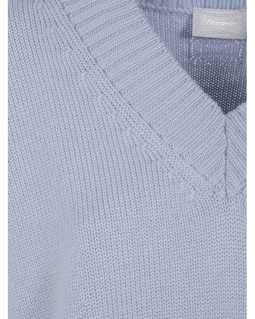 Drumohr Blue Oversized V Neck Sweater