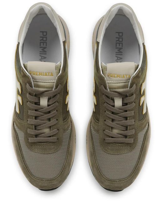 Premiata Green Calf Leather Sneaker for men