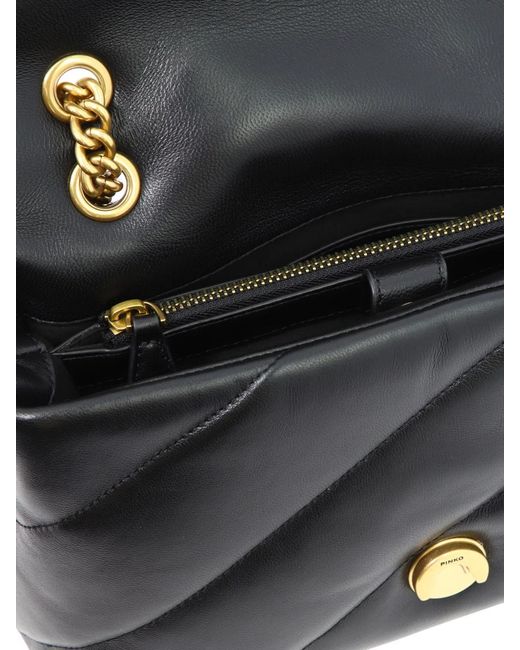 Pinko Black Calf Leather Polyurethane Polyamide Crossbody Bags