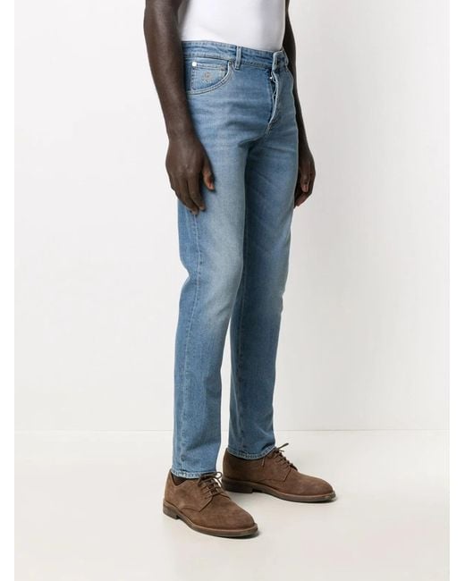 Brunello Cucinelli Blue Logo-Patch Jeans for men