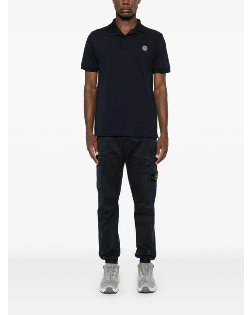 Stone Island Black Slim Fit Cotton Piqué Polo Shirt for men