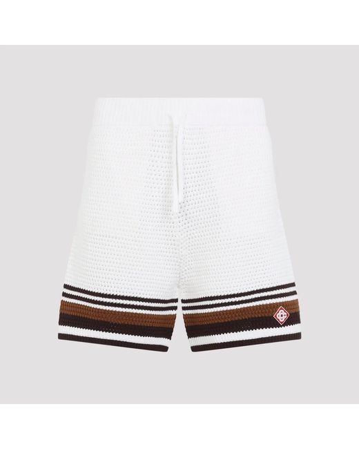Casablanca White Cotton Striped Bermuda Shorts for men