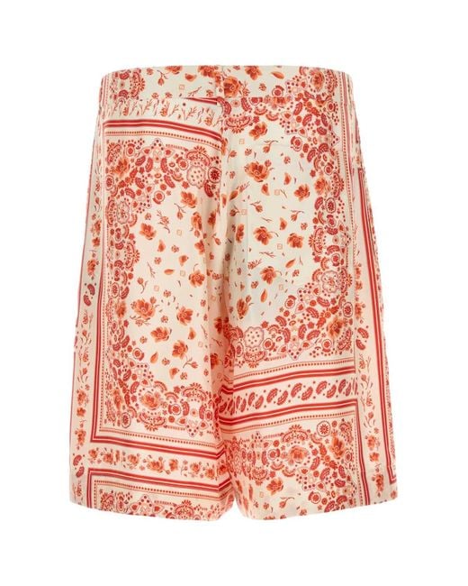 Fendi Pink Printed Silk Bermuda Shorts for men