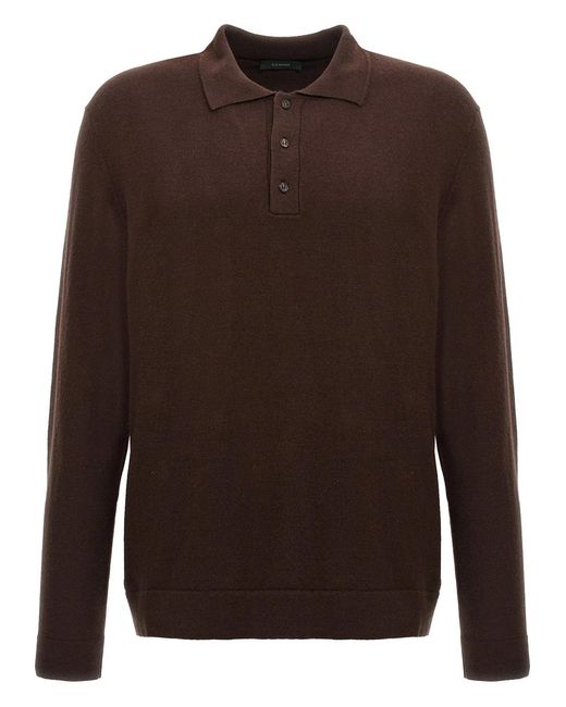 Zanone Brown Cashmere Wool Polo Shirt for men