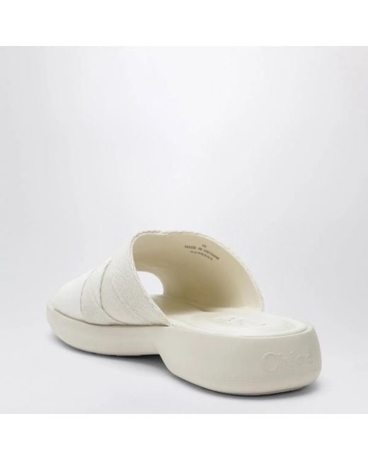 Chloé White Poolette Slides