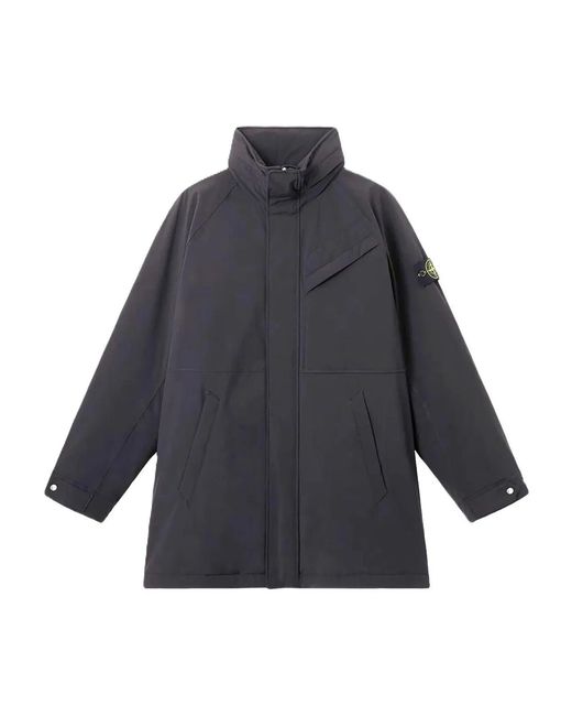 Stone Island Blue Long Coat for men